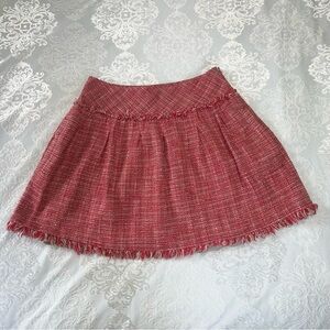 BCBGMaxazria Tweed Fringe Mini Skirt Coral Size 6